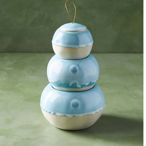 Capri Blue Stackable Volcano Boho Snowman Hipster Hippie Chic Holiday Candle
